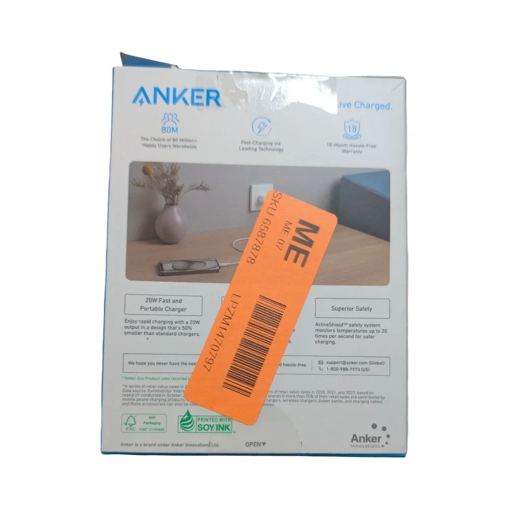 C7-OX‎ Anker 20W PD Nano USB-C Fast Charge Wall Charger - White